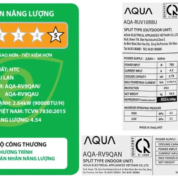 may lanh aqua inverter 1 hp aqa rv9qa 4