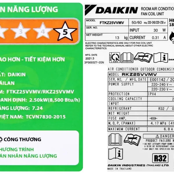 may lanh daikin inverter 1 hp ftkz25vvmv 2