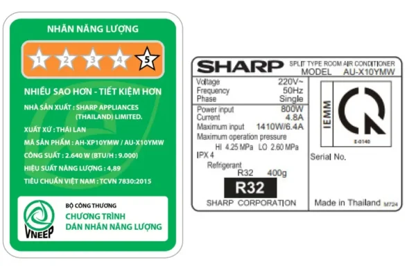 may lanh sharp inverter 1 hp ah xp10ymw 12