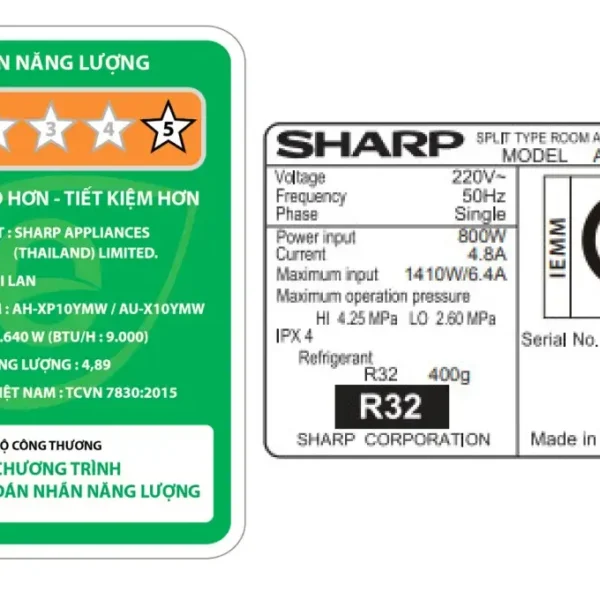 may lanh sharp inverter 1 hp ah xp10ymw 12
