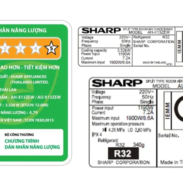 may lanh sharp inverter 15 hp ah x13zew 18