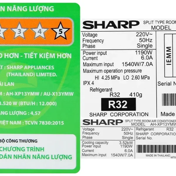 may lanh sharp inverter 15 hp ah xp13ymw 2