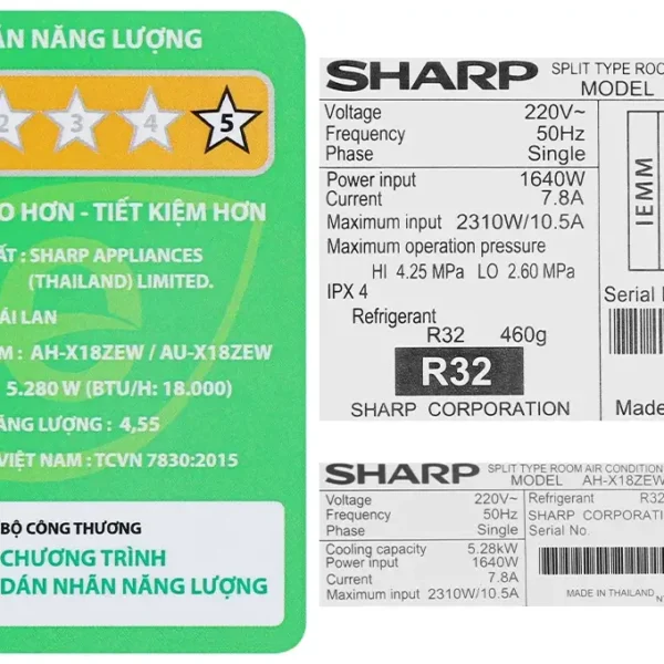 may lanh sharp inverter 2 hp ah x18zew 11