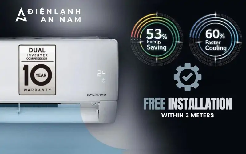 Hiệu suất làm lạnh nổi bật trên máy lạnh LG