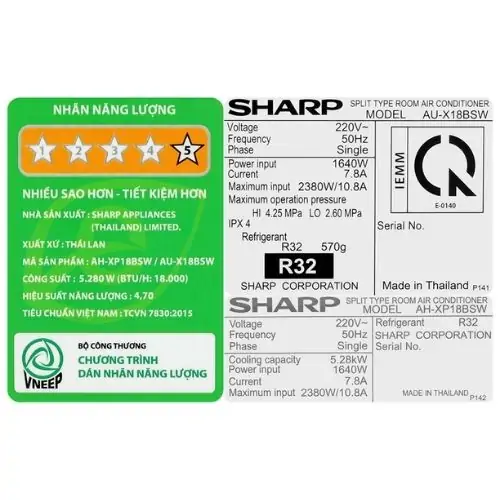 Sharp Inverter 2 HP AH-XP18BSW